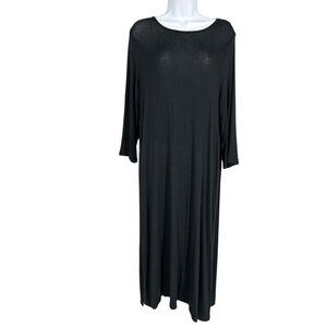 J Jill Wearever Collection Long Black Side Split Scoop Neck Knit Tunic Size M